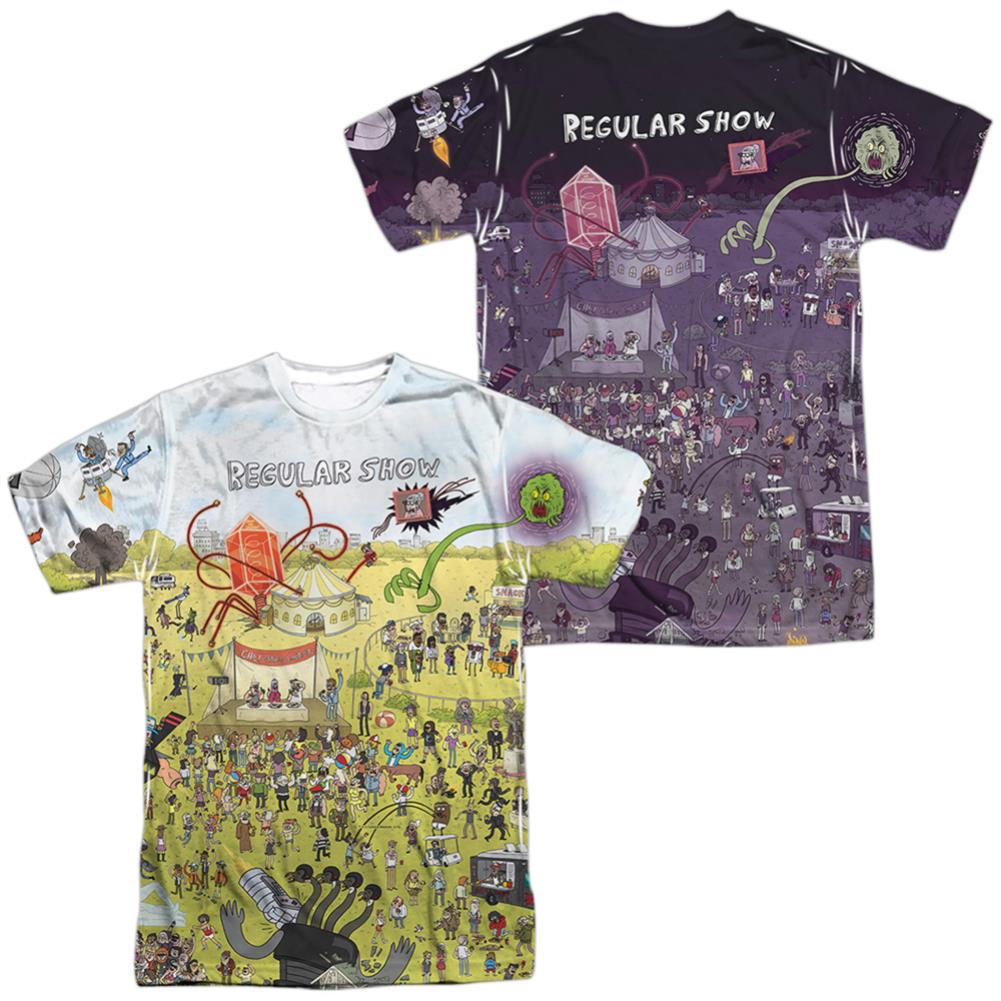 The Regular Show Group Shot (Front/Back Print) Men's Regular Fit Polyester Short-Sleeve T-Shirt