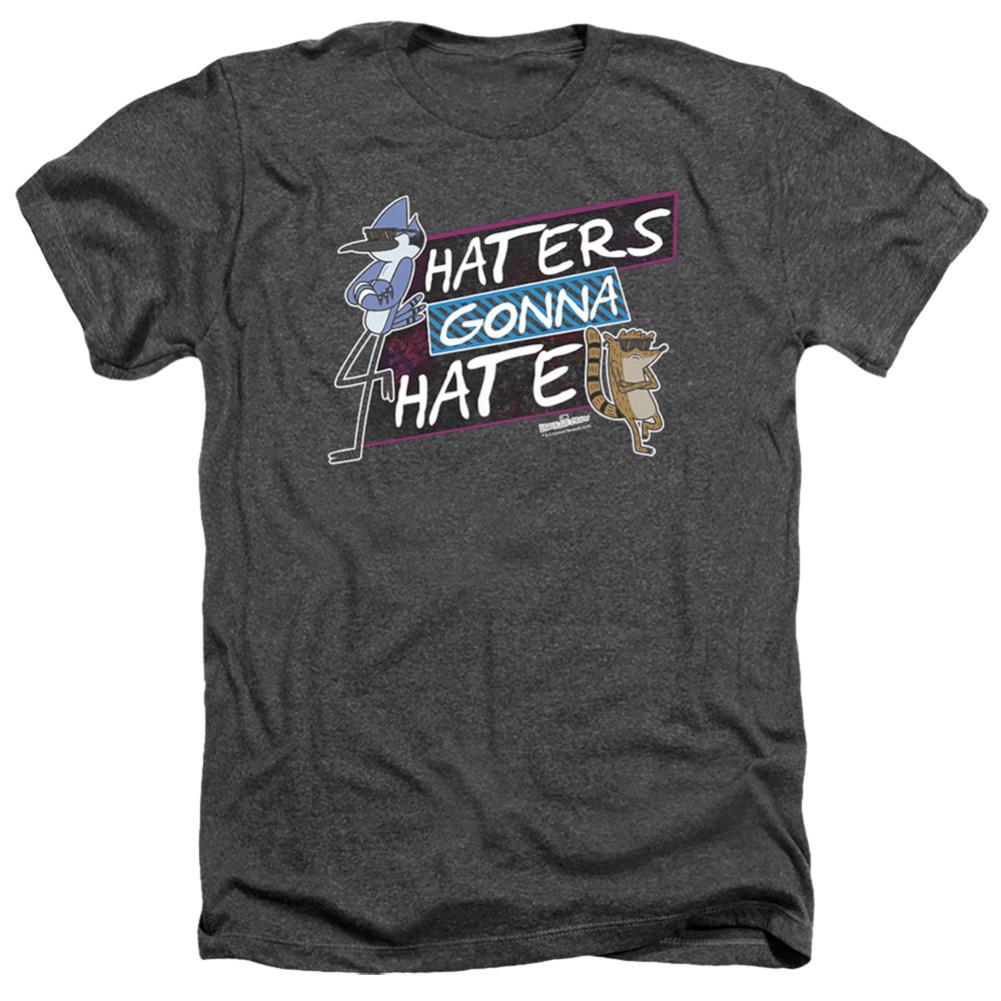 The Regular Show Haters Gonna Hate Men's 30/1 Heather 60 40 Poly Short-Sleeve T-Shirt