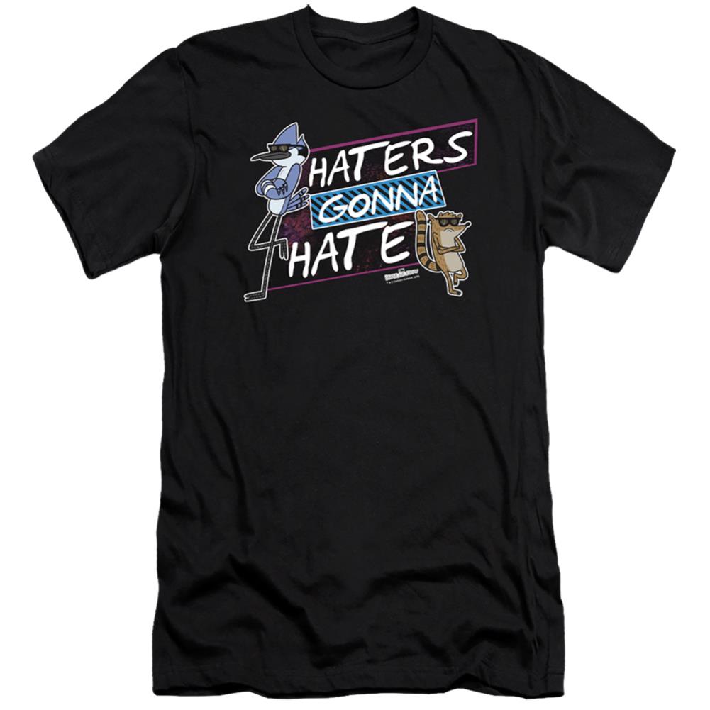 The Regular Show Haters Gonna Hate Men's Ultra-Soft 30/1 Cotton Slim Short-Sleeve T-Shirt
