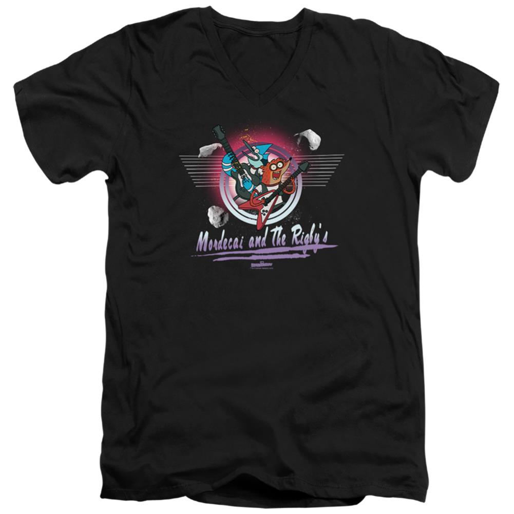 The Regular Show Mordecai & The Rigbys Men's 30/1 Cotton Slim V-Neck T-Shirt