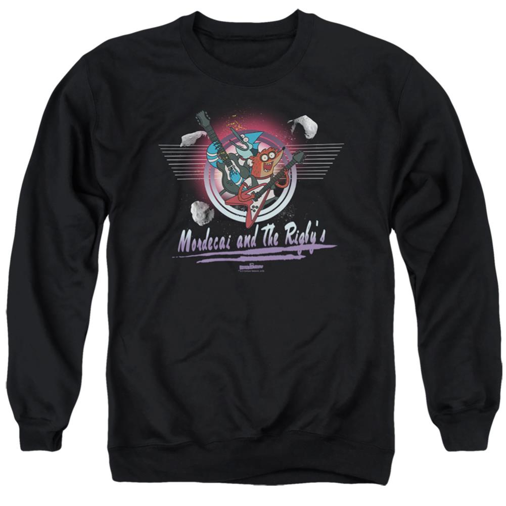 The Regular Show Mordecai & The Rigbys Men's Crewneck 50 50 Poly Long-Sleeve T-Shirt