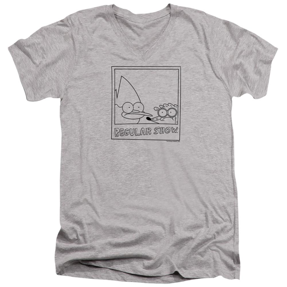 The Regular Show Poloroid Men's 30/1 Cotton Slim V-Neck T-Shirt