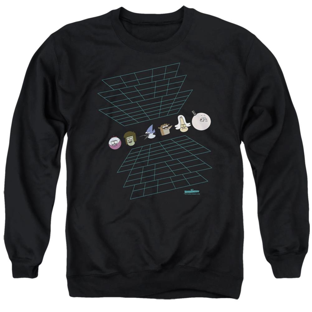 The Regular Show Regular Grid Men's Crewneck 50 50 Poly Long-Sleeve T-Shirt