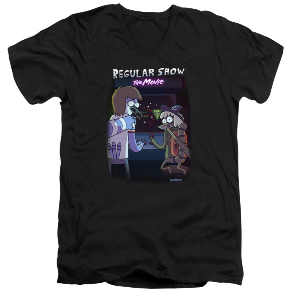 The Regular Show Rs The Movie Men's 30/1 Cotton Slim V-Neck T-Shirt