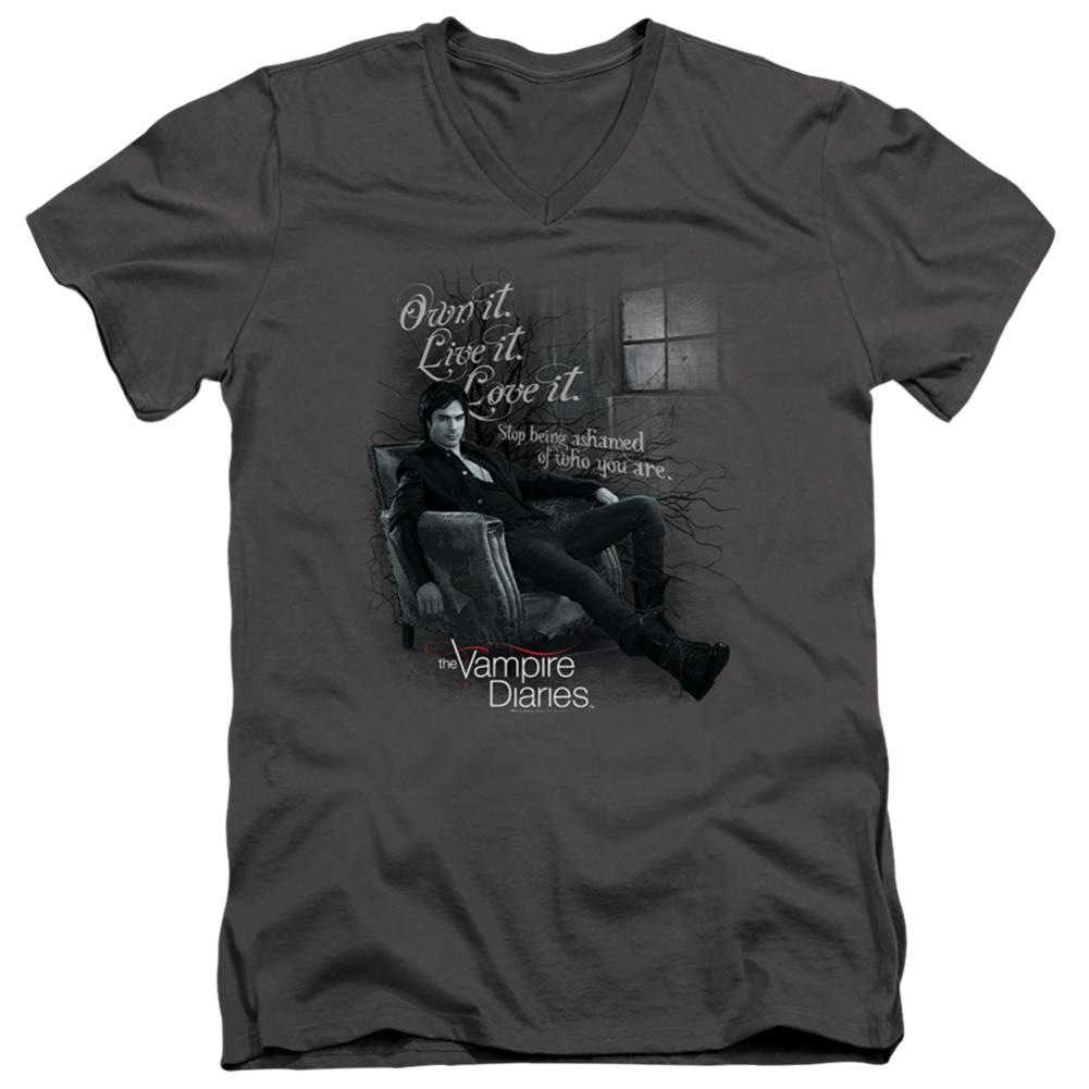 The Vampire Diaries Be Yourself Men's 30/1 Cotton Slim V-Neck T-Shirt