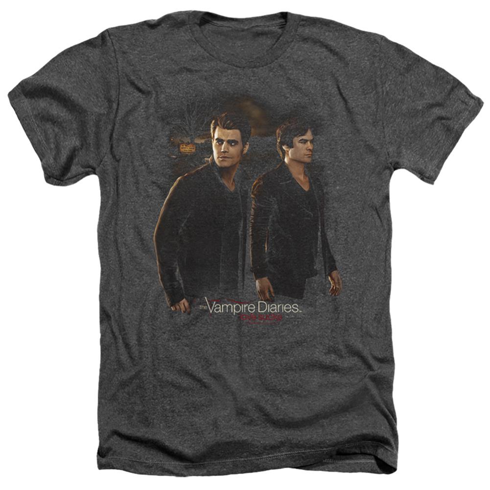 The Vampire Diaries Brothers Men's 30/1 Heather 60 40 Poly Short-Sleeve T-Shirt