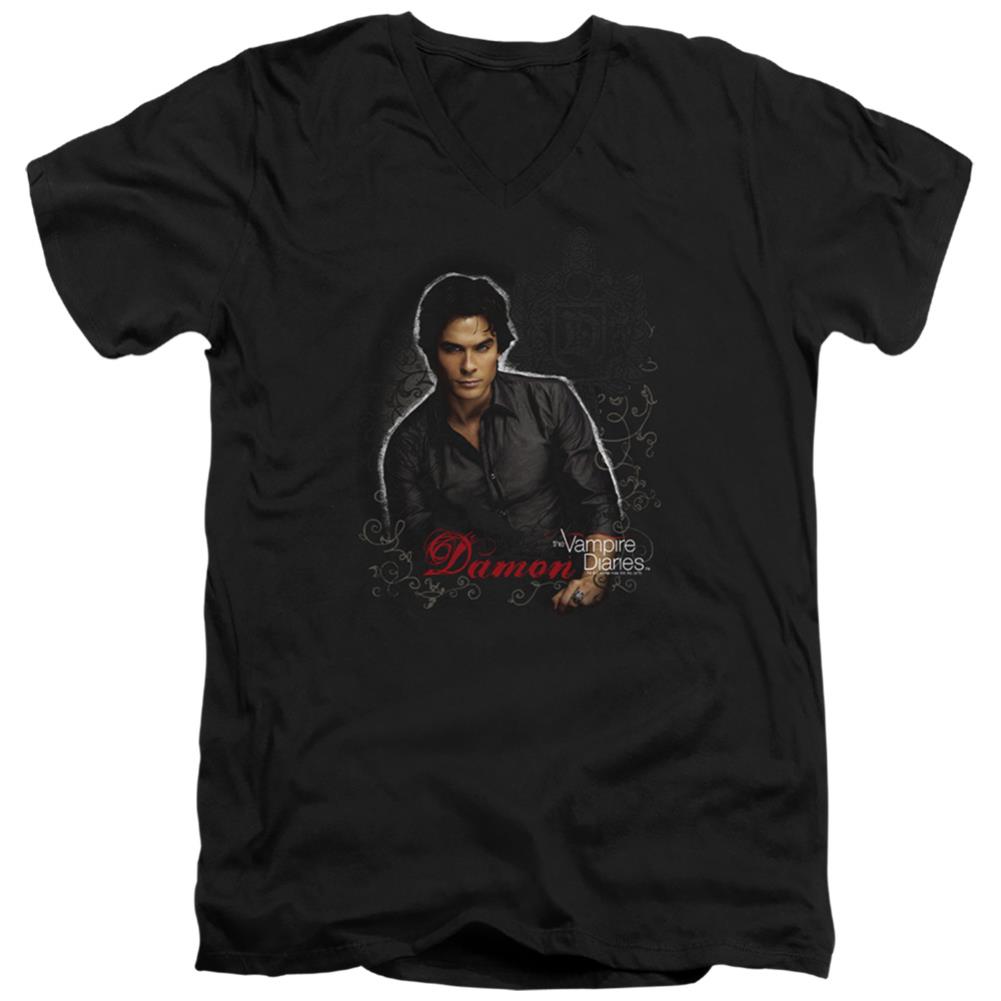 The Vampire Diaries Damon Men's 30/1 Cotton Slim V-Neck T-Shirt