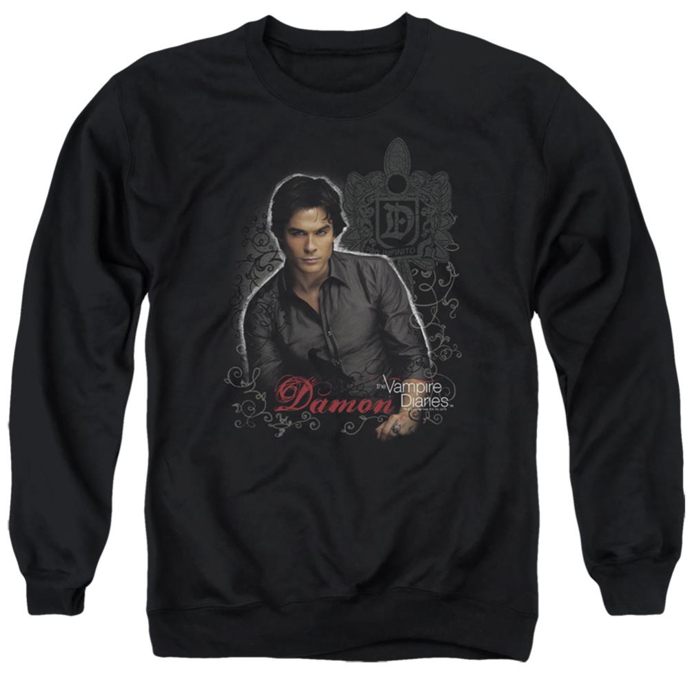 The Vampire Diaries Damon Men's Crewneck 50 50 Poly Long-Sleeve T-Shirt