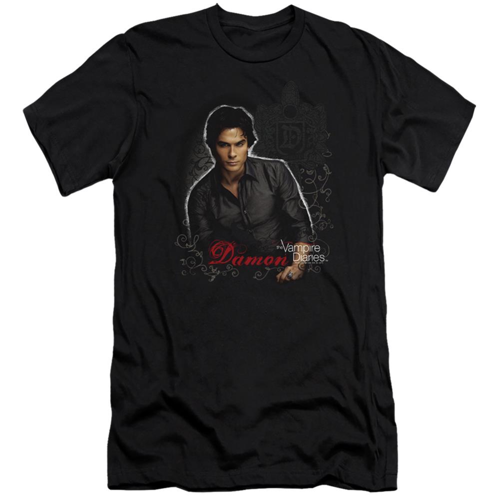 The Vampire Diaries Damon Men's Ultra-Soft 30/1 Cotton Slim Short-Sleeve T-Shirt