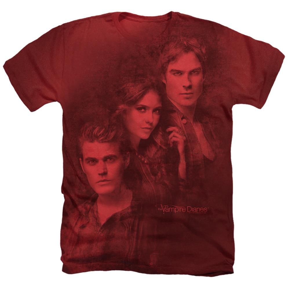 The Vampire Diaries Love Sucks Men's 30/1 Cotton Poly SS Heather T