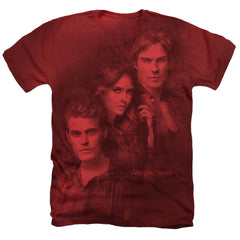 The Vampire Diaries Love Sucks Men's 30/1 Cotton Poly SS Heather T