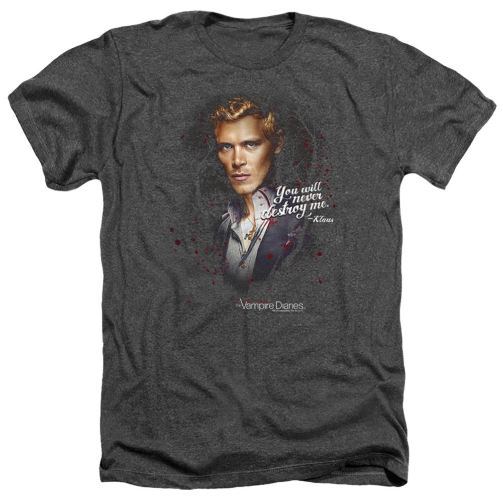 The Vampire Diaries Never Destroy Men's 30/1 Heather 60 40 Poly Short-Sleeve T-Shirt