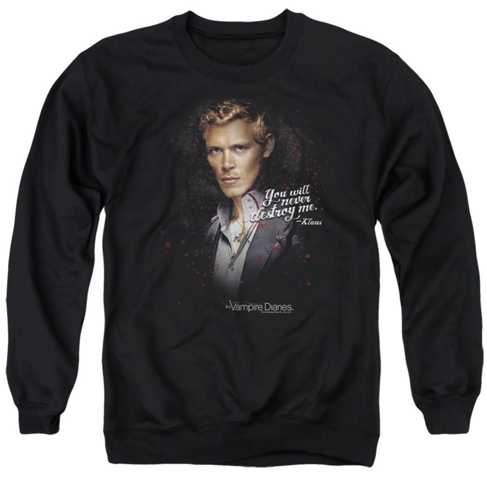 The Vampire Diaries Never Destroy Men's Crewneck 50 50 Poly Long-Sleeve T-Shirt