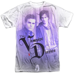 The Vampire Diaries Stefan And Damon Men's Regular Fit Polyester Short-Sleeve T-Shirt