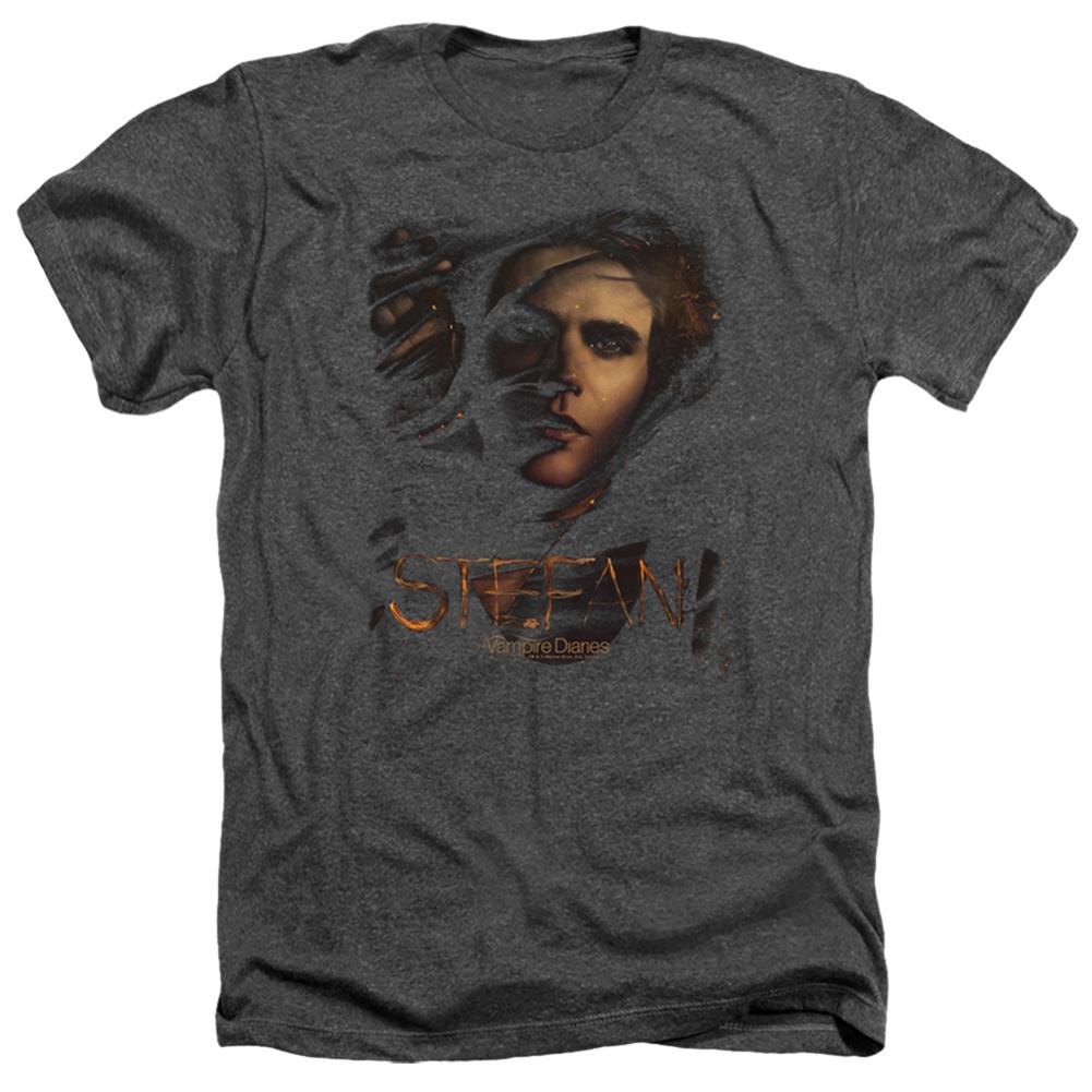 The Vampire Diaries Stefan Smokey Veil Men's 30/1 Heather 60 40 Poly Short-Sleeve T-Shirt