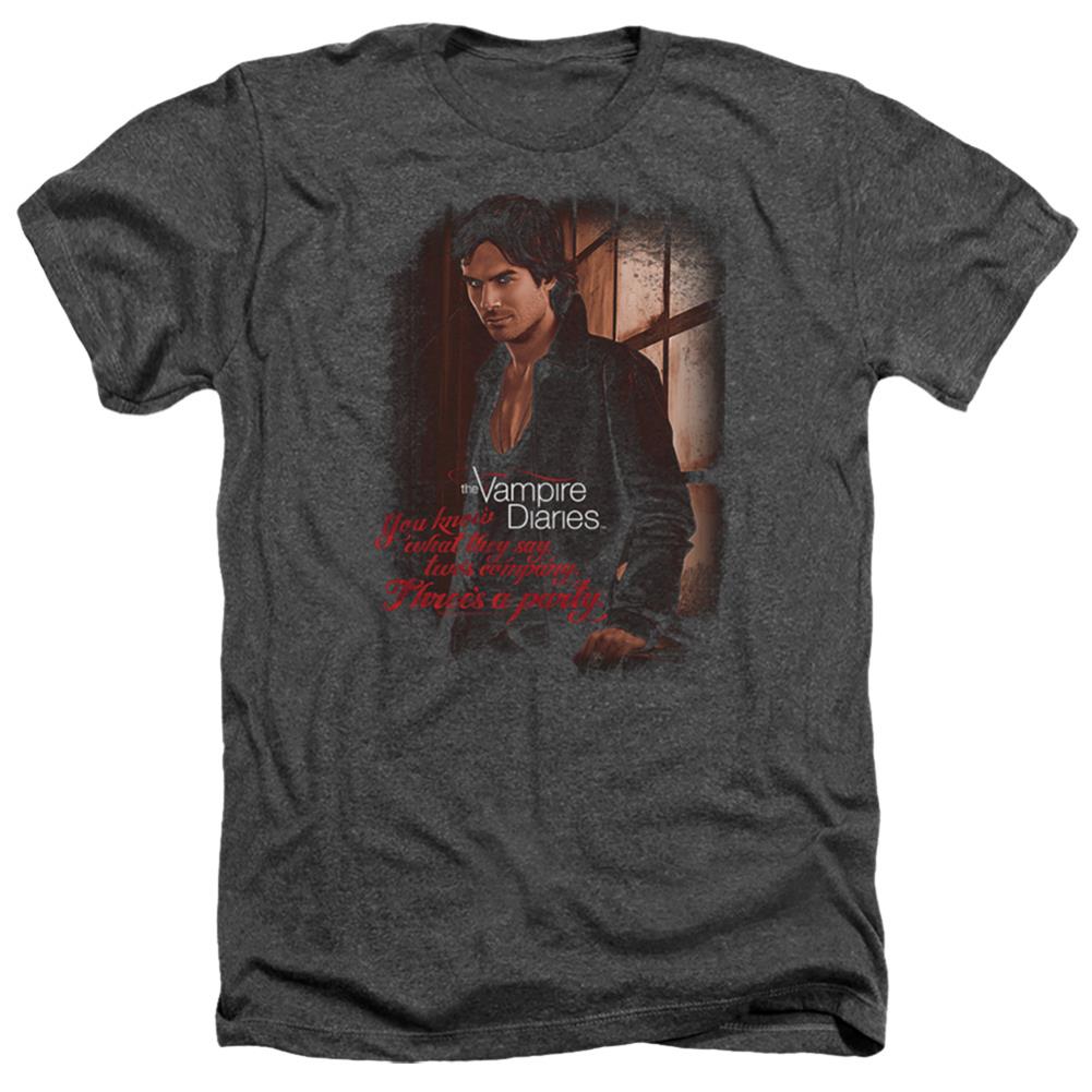 The Vampire Diaries Threes A Party Men's 30/1 Heather 60 40 Poly Short-Sleeve T-Shirt