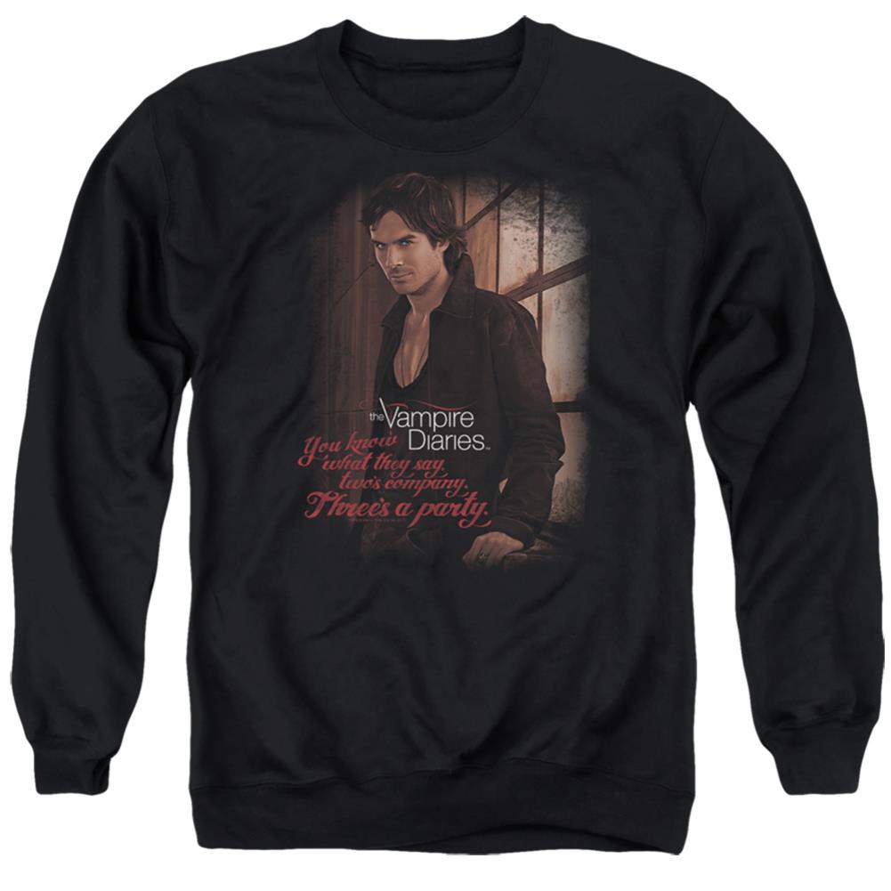 The Vampire Diaries Threes A Party Men's Crewneck 50 50 Poly Long-Sleeve T-Shirt