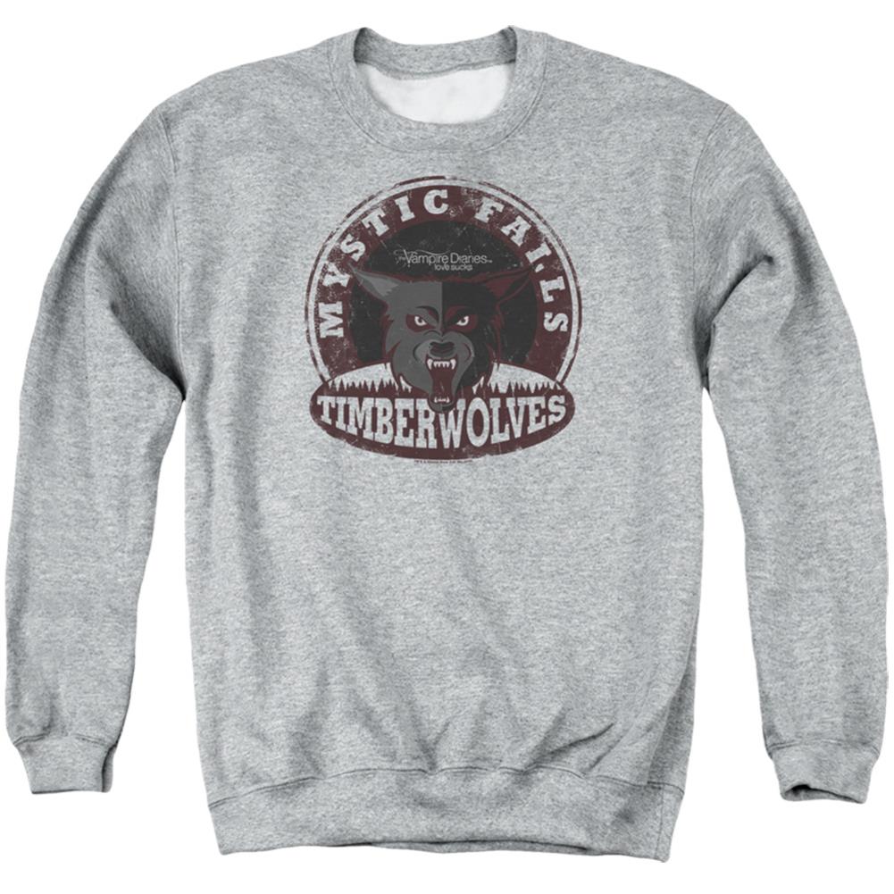 The Vampire Diaries Timberwolves Men's Crewneck 50 50 Poly Long-Sleeve T-Shirt