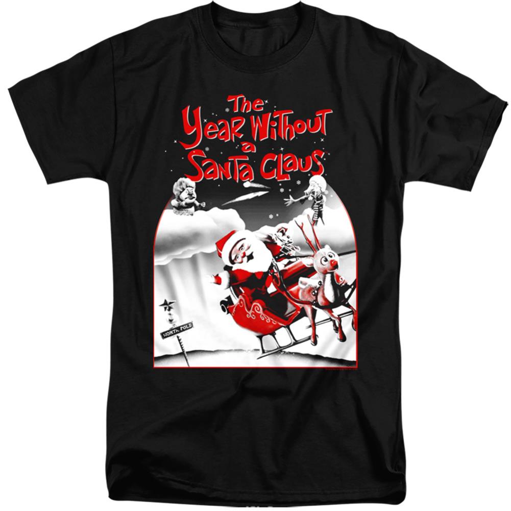 The Year Without A Santa Claus Santa Poster Men's 18/1 Tall Cotton Short-Sleeve T-Shirt