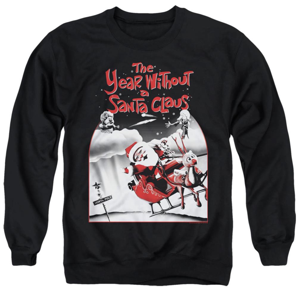 The Year Without A Santa Claus Santa Poster Men's Crewneck 50 50 Poly Long-Sleeve T-Shirt