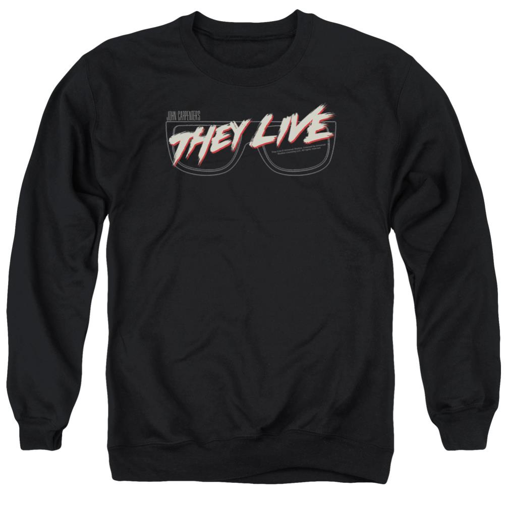They Live Glasses Logo Men's Crewneck 50 50 Poly Long-Sleeve T-Shirt