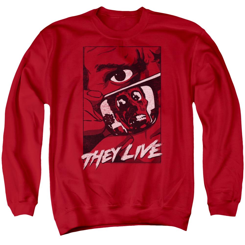 They Live Graphic Poster Men's Crewneck 50 50 Poly Long-Sleeve T-Shirt
