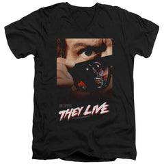They Live Poster Men's 30/1 Cotton Slim V-Neck T-Shirt