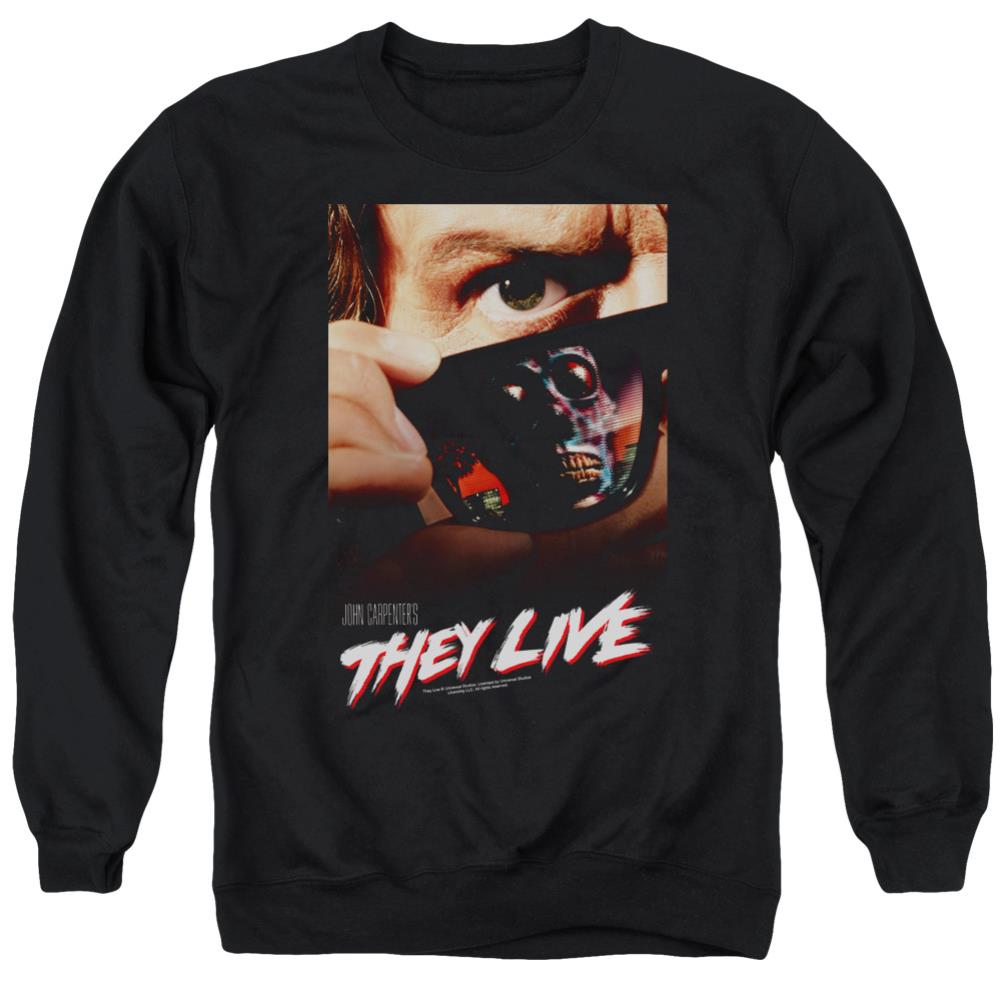 They Live Poster Men's Crewneck 50 50 Poly Long-Sleeve T-Shirt