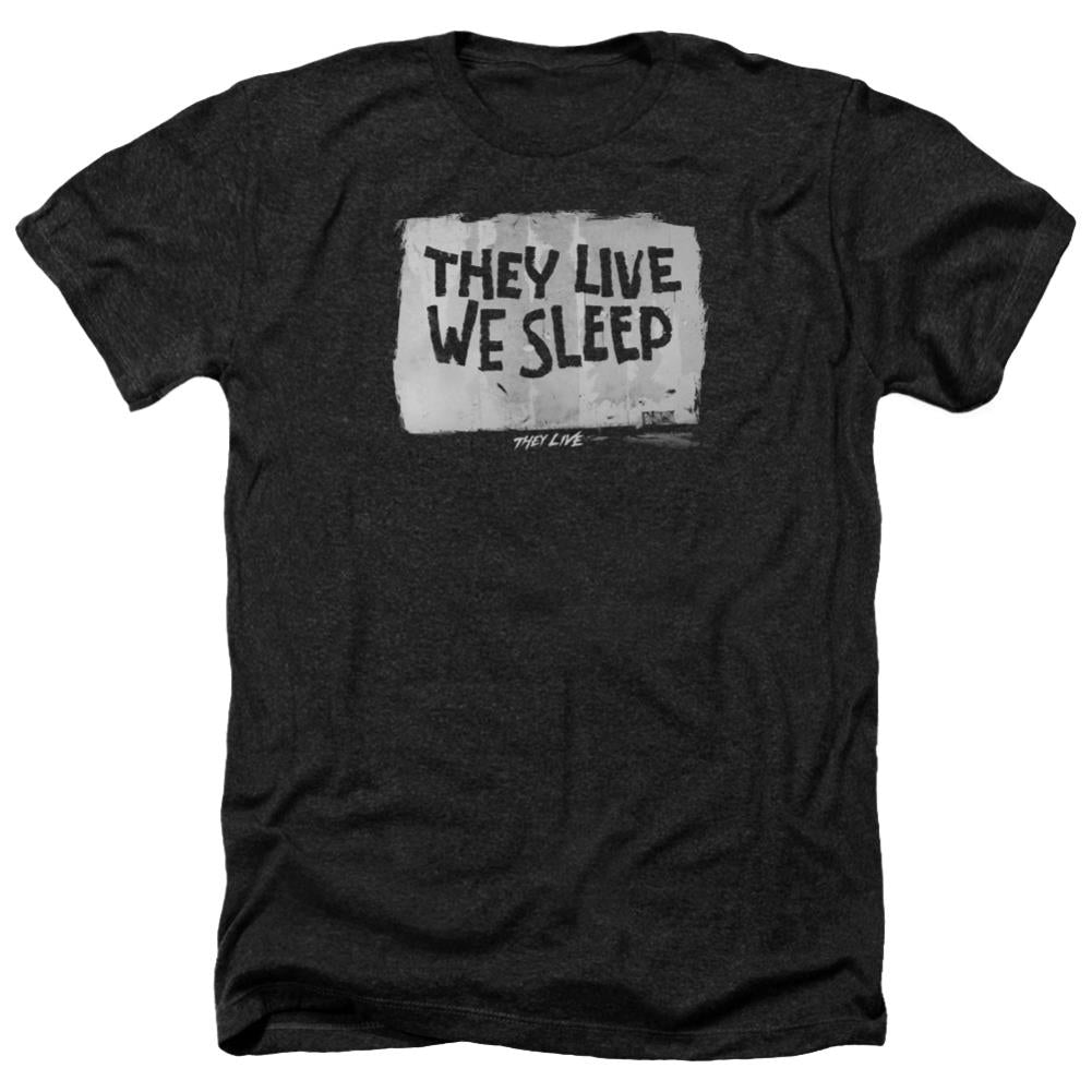 They Live We Sleep Men's 30/1 Heather 60 40 Poly Short-Sleeve T-Shirt
