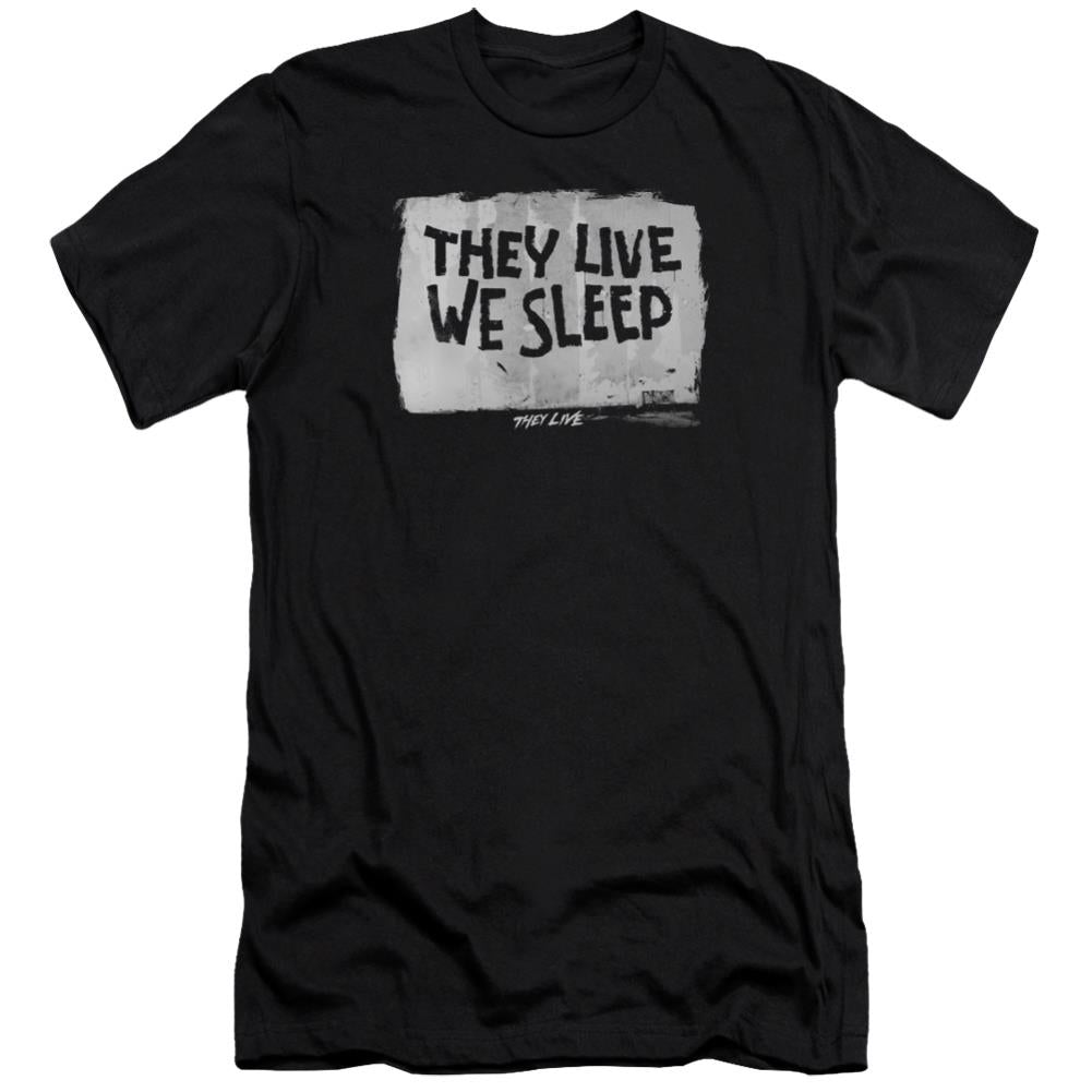 They Live We Sleep Men's Ultra-Soft 30/1 Cotton Slim Short-Sleeve T-Shirt
