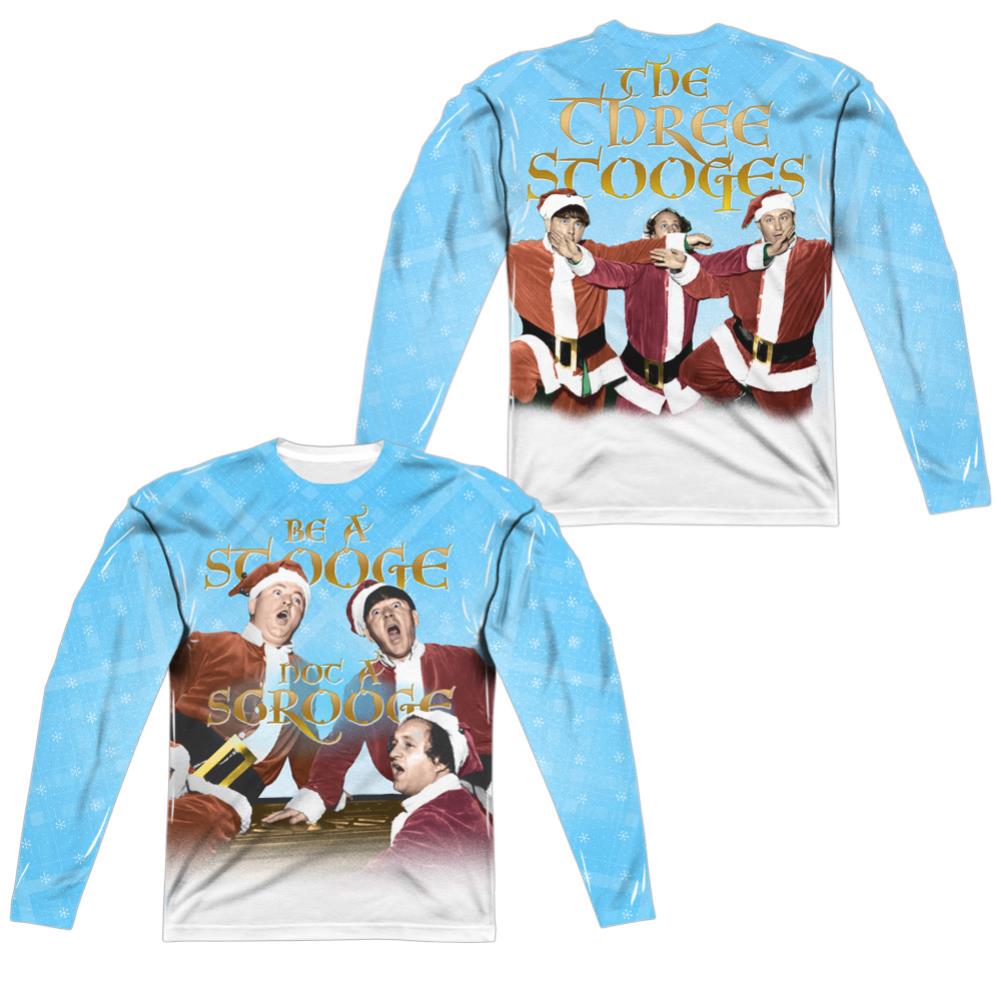 Three Stooges Be A Stooge (Front/Back Print) Men's Regular Fit Polyester Long-Sleeve T-Shirt