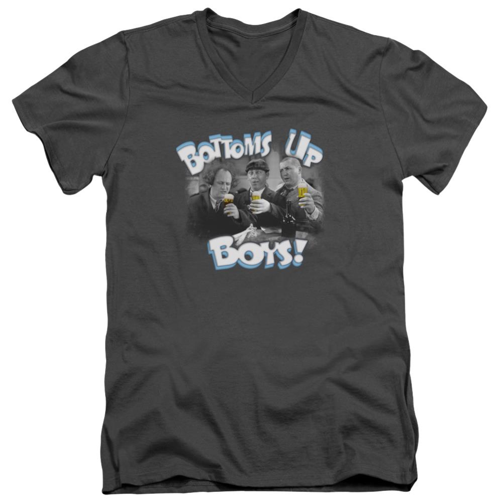 Three Stooges Bottoms Up Men's 30/1 Cotton Slim V-Neck T-Shirt