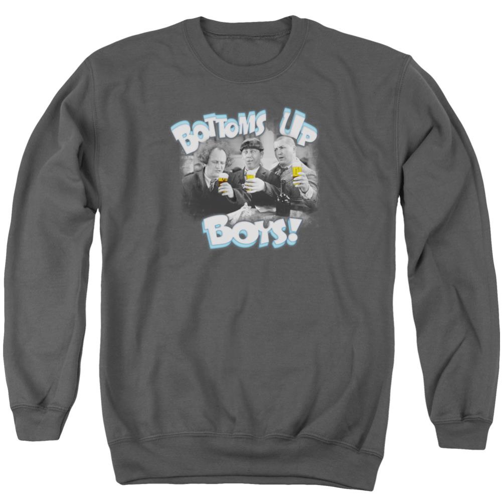 Three Stooges Bottoms Up Men's Crewneck 50 50 Poly Long-Sleeve T-Shirt