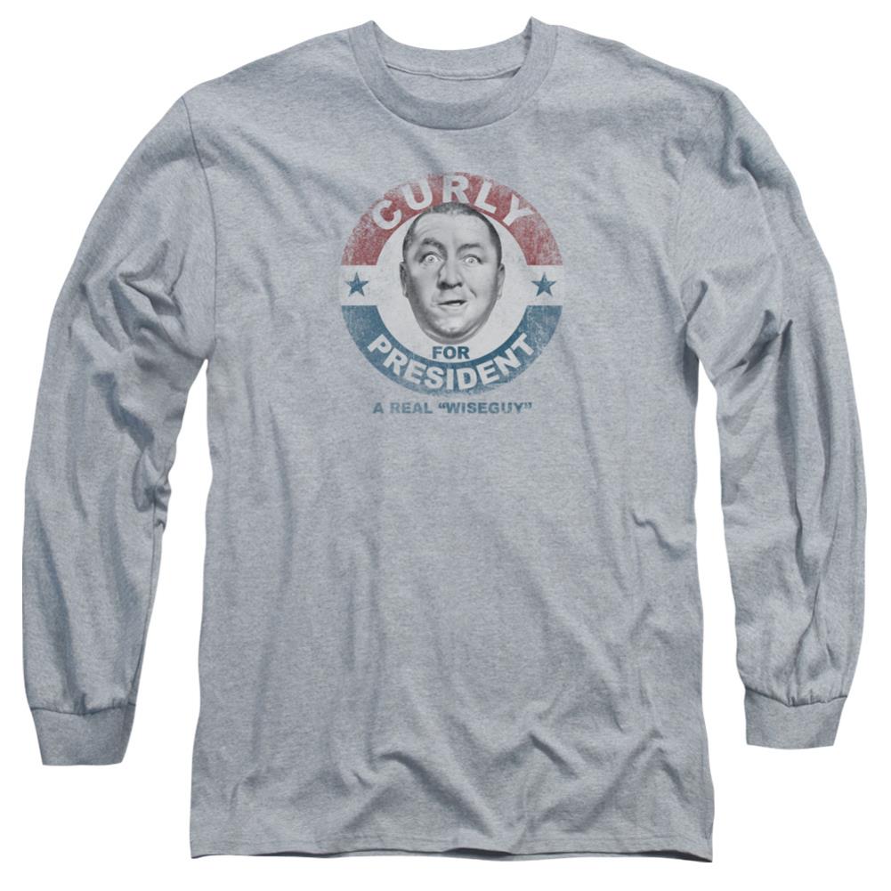 Three Stooges Curly For President Men's 18/1 Cotton Long-Sleeve T-Shirt