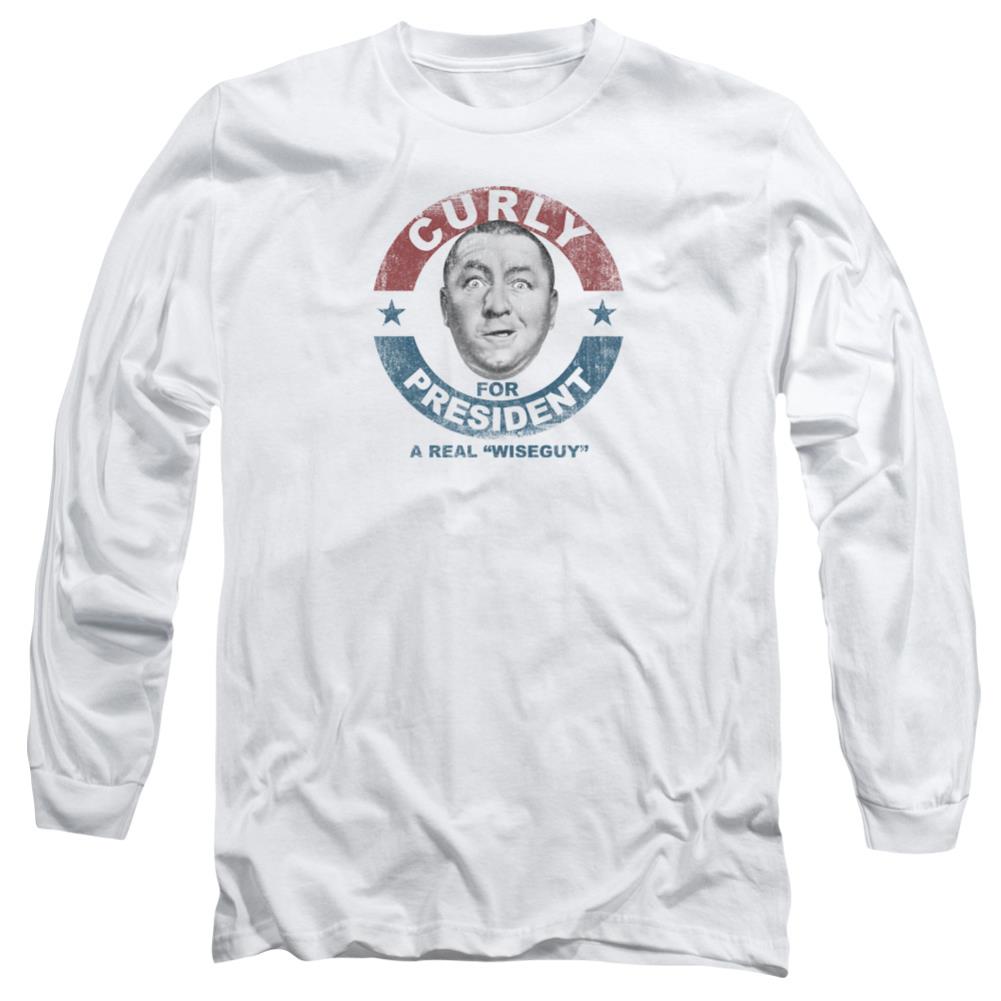 Three Stooges Curly For President Men's 18/1 Cotton Long-Sleeve T-Shirt