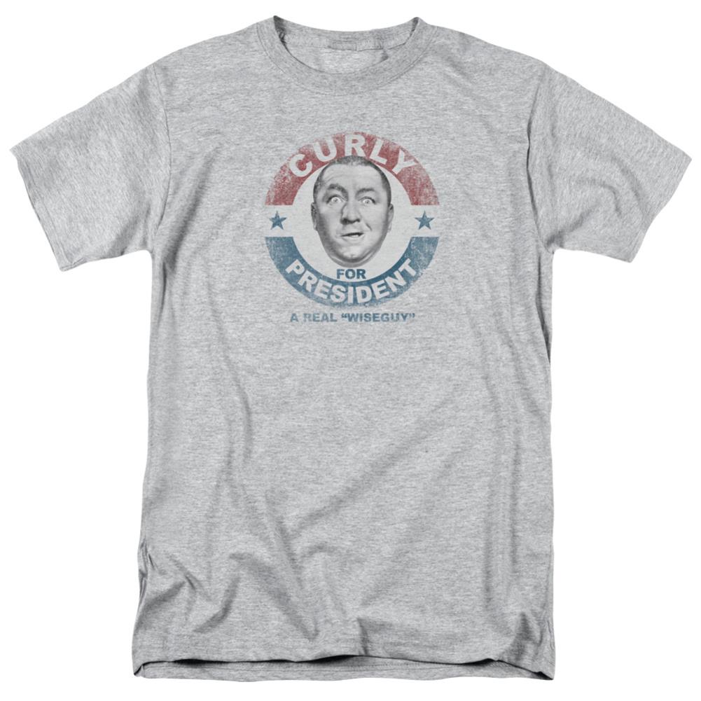Three Stooges Curly For President Men's 18/1 Cotton Short-Sleeve T-Shirt