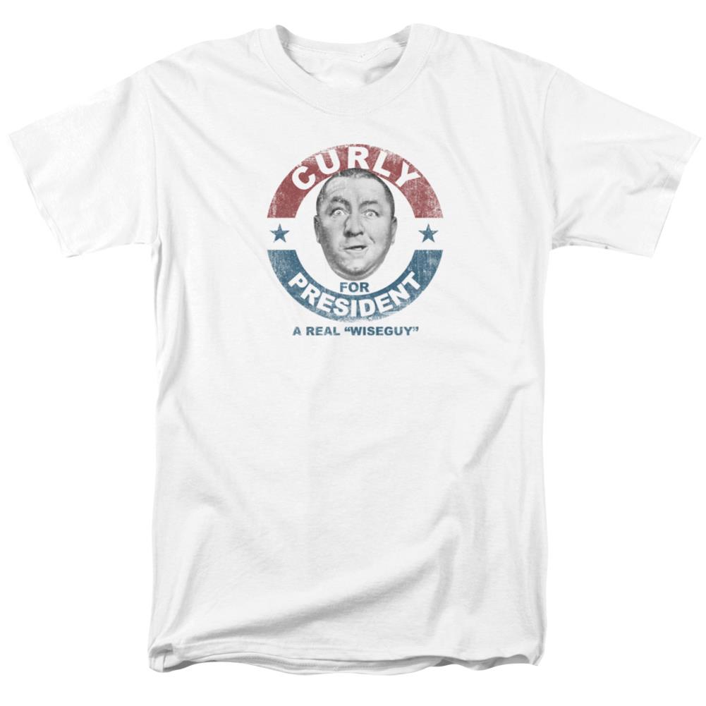Three Stooges Curly For President Men's 18/1 Cotton Short-Sleeve T-Shirt
