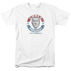 Three Stooges Curly For President Men's 18/1 Cotton Short-Sleeve T-Shirt