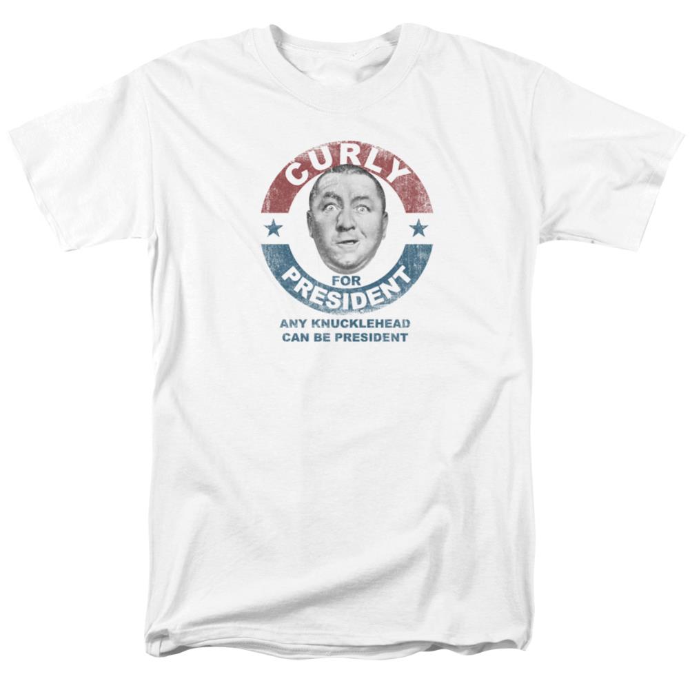 Three Stooges Curly For President Men's 18/1 Cotton Short-Sleeve T-Shirt