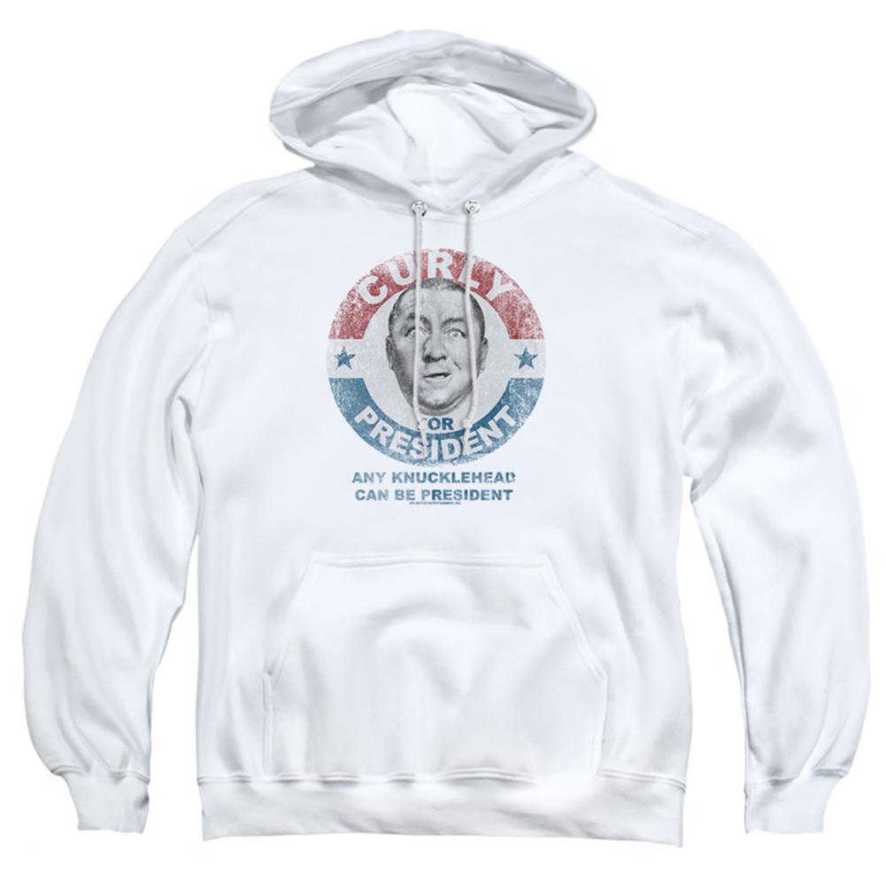 Three Stooges Curly For President Men's Pull-Over 75 25 Poly Hoodie