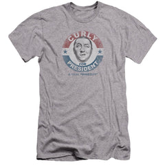 Three Stooges Curly For President Men's Ultra-Soft 30/1 Cotton Slim Short-Sleeve T-Shirt