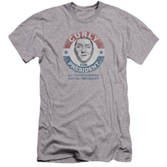 Three Stooges Curly For President Men's Ultra-Soft 30/1 Cotton Slim Short-Sleeve T-Shirt