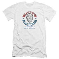 Three Stooges Curly For President Men's Ultra-Soft 30/1 Cotton Slim Short-Sleeve T-Shirt