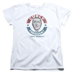 Three Stooges Curly For President Women's 18/1 Cotton Short-Sleeve T-Shirt