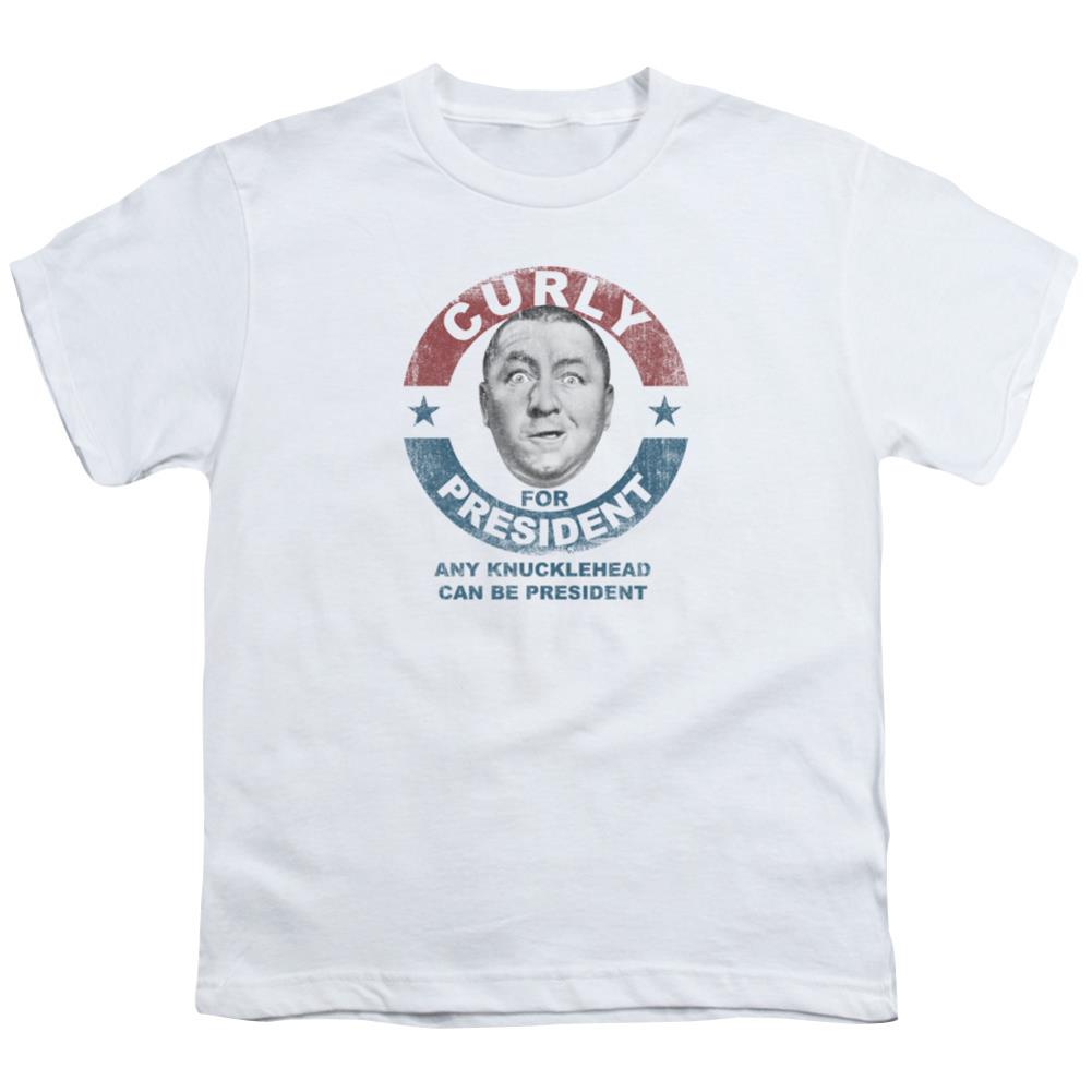 Three Stooges Curly For President Youth 18/1 100% Cotton Short-Sleeve T-Shirt