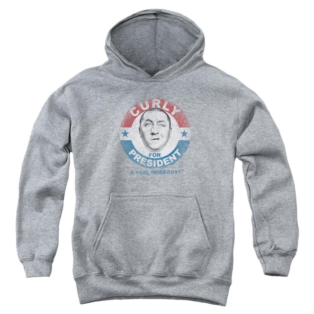 Three Stooges Curly For President Youth Cotton Poly Pull-Over Hoodie