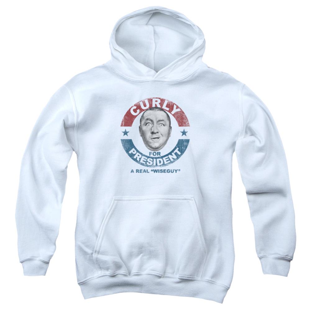 Three Stooges Curly For President Youth Cotton Poly Pull-Over Hoodie