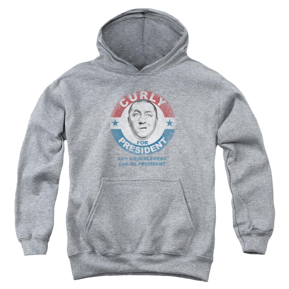 Three Stooges Curly For President Youth Cotton Poly Pull-Over Hoodie