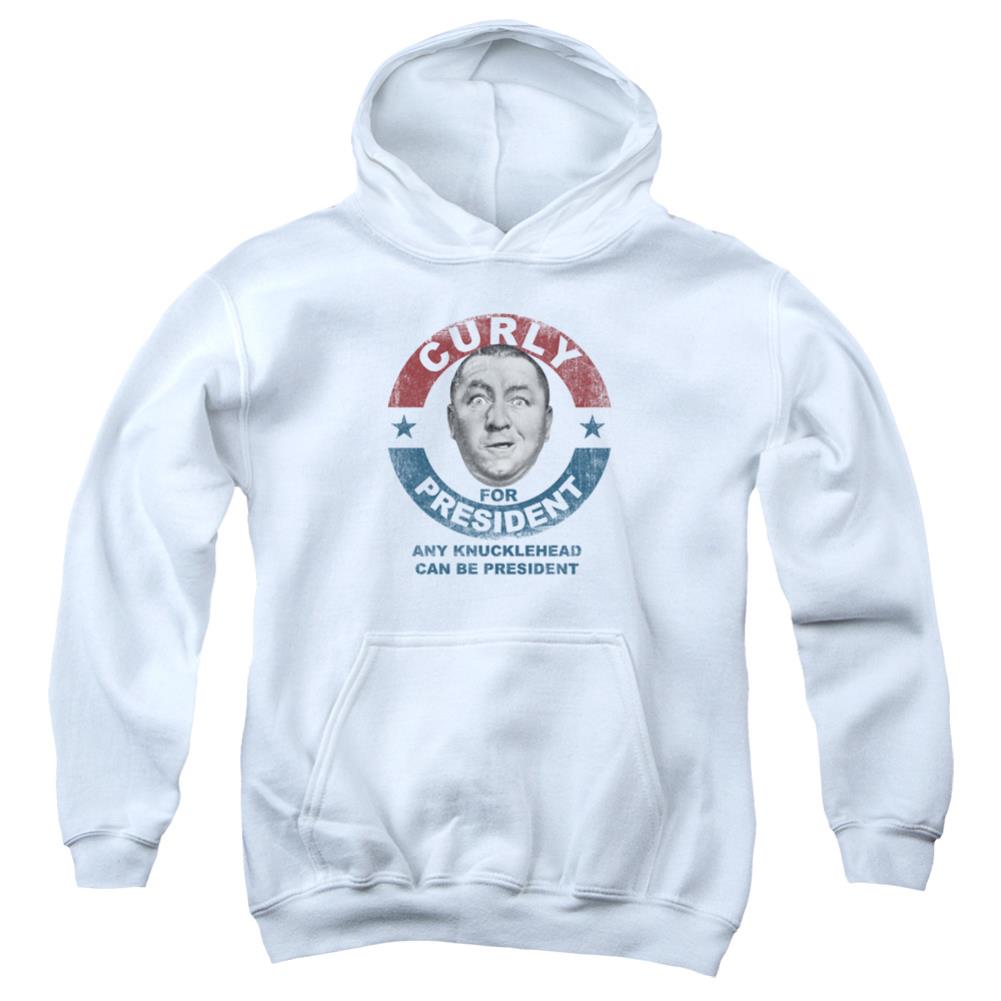 Three Stooges Curly For President Youth Cotton Poly Pull-Over Hoodie