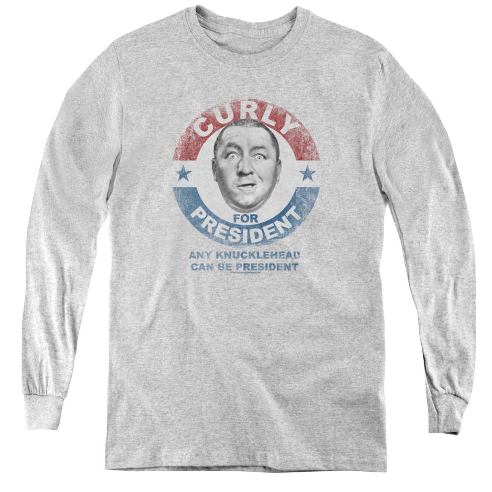 Three Stooges Curly For President Youth Long-Sleeve T-Shirt
